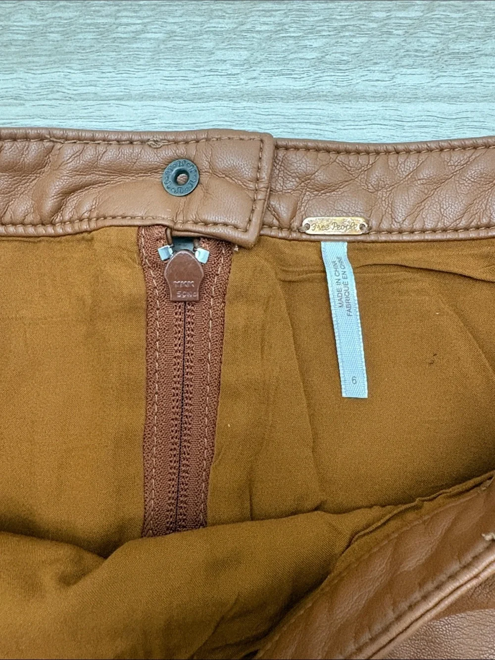 Free People Faux Leather Mini Skirt Women Size 6 Caramel Brown